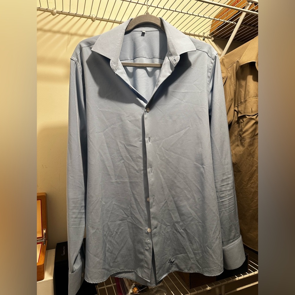 Elegant Sky Blue Men's Dress Shirt
